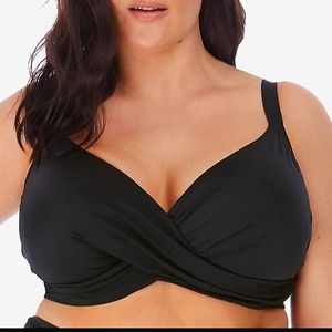 Elomi Underwire Plunge Bikini Swim Bra Top size 38 GG 38 J plus size shaping
